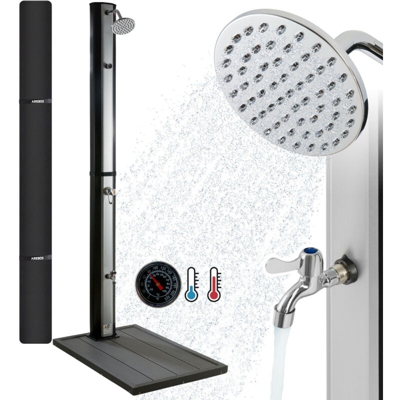 Elemento a Pavimento e Doccia Solare 35 L Argento Nero Plastica Cromato - Arebos