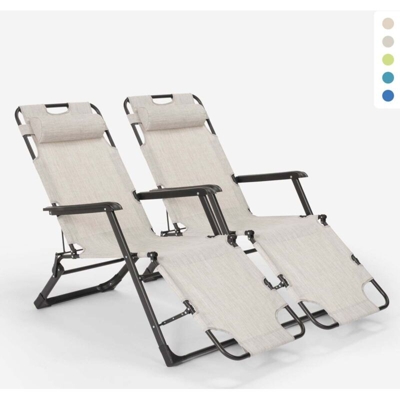 2 Sedie sdraio spiaggia giardino pieghevole multiposizione Emily Lux Zero Gravity | Grigio
