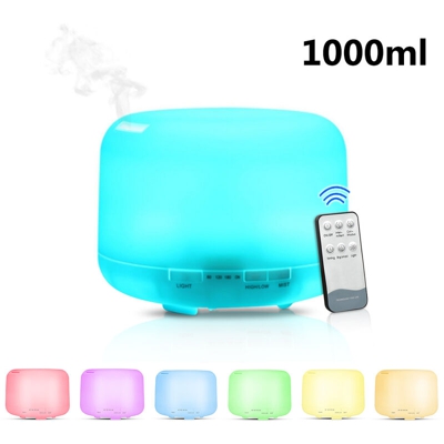 Umidificatore variopinta di notte lampada ad olio leggero profumo con telecomando (1000ml bianco colorato sottosezione UE)