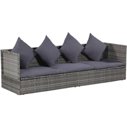 Lettino da Giardino Grigio 200x60 cm in Polyrattan en oferta