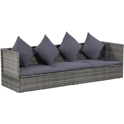 Lettino da Giardino Grigio 200x60 cm in Polyrattan