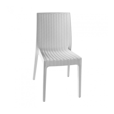 6PZ SEDIA IMPILABILE BIANCO BIANCA - in RESINA effetto RATTAN - Made In Italy