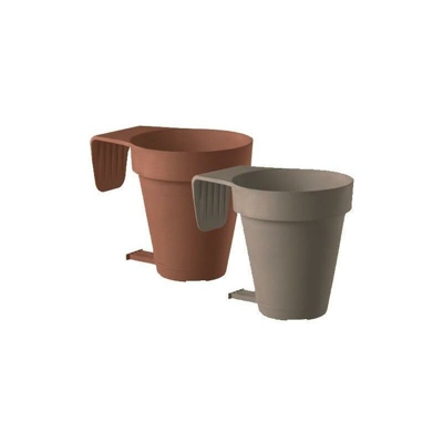 VASO BALCONE CON SOTTOVASO D. 20cm TORTORA E-SMART