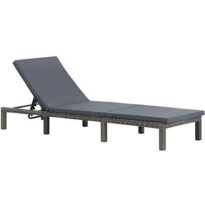 Lettino Prendisole con Cuscino in Polyrattan Antracite - Antracite - Vidaxl