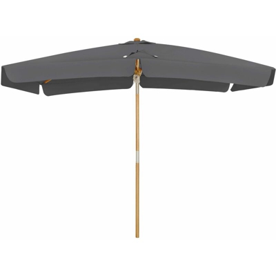 Songmics - Ombrellone da Balcone di 3 x 2 m, Parasole Rettangolare Protezione UPF50+, Palo e Stecche in Legno, Inclinabile, Base Non Inclusa, per