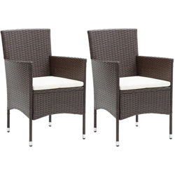 vidaXL Sedie da Pranzo per Giardino 2 pz in Polyrattan Marrone - Marrone precio