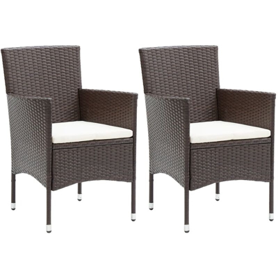 vidaXL Sedie da Pranzo per Giardino 2 pz in Polyrattan Marrone - Marrone