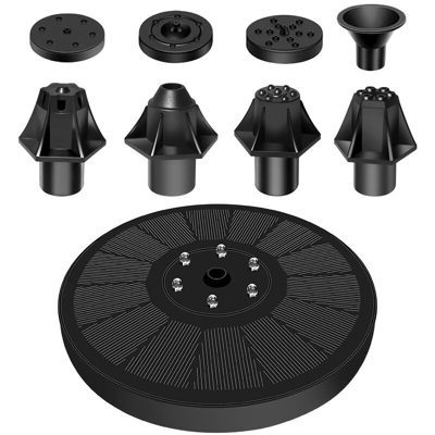 KKmoon Pompa a fontana solare 3W Fontana da bagno per uccelli da esterno alimentata a energia solare 7 modelli di spruzzo Pompa ad acqua con luci a