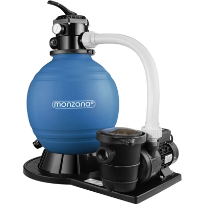 Monzana Pompa Filtro Piscina Pompe a Sabbia con Prefiltro portata 15.900 l/h Filtro a Sabbia Pompa Filtro Depuratore Sabbia 60 Litri