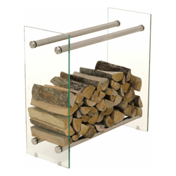 CLP - Portalegna per camino DACIO in vetro chiaro Acciaio inox 35x80x100 cm en oferta