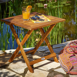 Tavolino pieghevole in legno di acacia oliato 46x46x46cm Tavolo in legno Tavolino da caffè Tavolo da giardino - Deuba en oferta