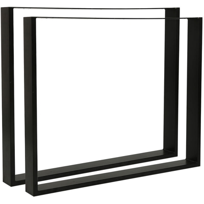 Set di 2 gambe da tavolo rettangolari in acciaio, gambe per mobili, gambe da tavolo in metallo 90 * 72 cm - nero