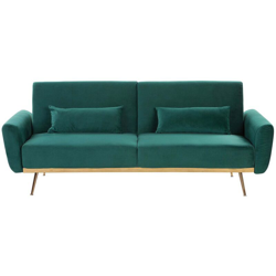 Divano letto 3 posti in velluto verde EINA en oferta