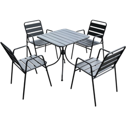 Tavolo per bar e giardino con 4 sedie impilabili in acciaio características