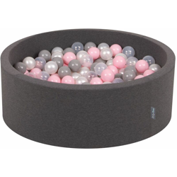 KiddyMoon 90X30cm/300 Palline ∅ 7CM Piscina Di Palline Colorate Per Bambini Tondo Fabbricato In EU, Grigio Sc:Perla/Grigio/Trasparente/Rosa Ch características