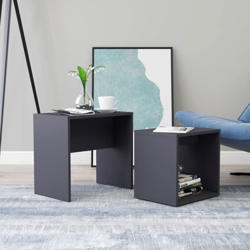 Set Tavolini da Caffè Grigi 48x30x45 cm in Truciolato VD53776 - Hommoo precio