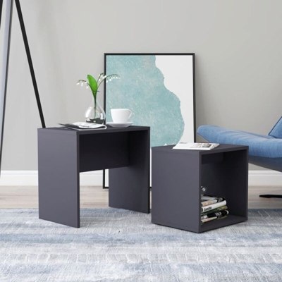 Set Tavolini da Caffè Grigi 48x30x45 cm in Truciolato VD53776 - Hommoo