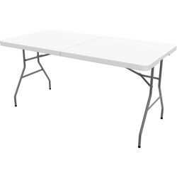 Tavolo Portatile Pieghevole, Tavolo Trasportabile, 152 x 71.5 cm, Bianco, Pieghevole a metà, Materiale: HDPE precio