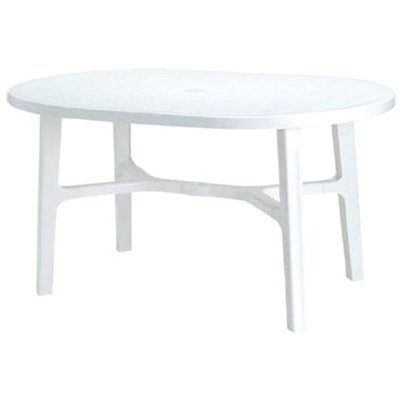Tavolo da giardino in resina color bianco ovale 140 x 90 centimetri