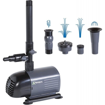 Pompa per giochi d'acqua per laghetto fontana 50W 1980 l/h con 4 ugelli diversi