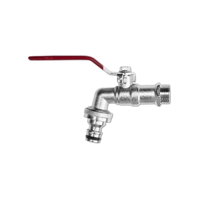 Rubinetto da 1/4 di giro 1/4 di giro filettatura 1/2' nichelato, GZ 3/4' + nasello rapido per tubo da giardino