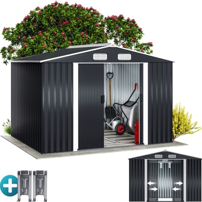 Deuba Capanno per attrezzi da giardino XXL 8,43m³ 257x205x177,5cm porte scorrevoli serra da giardino box