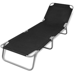 Lettino Prendisole Pieghevole Acciaio Verniciato a Polvere Nero - Nero - Vidaxl precio