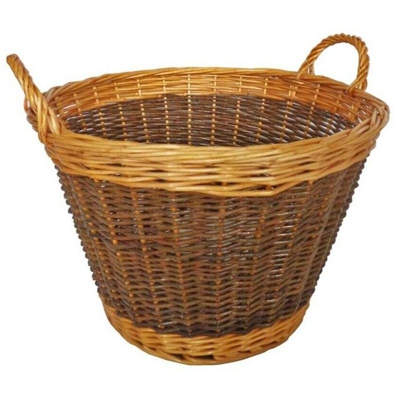 Cesta contenitore porta legna espositore in legno di corteccia tonda cm 50 h 34