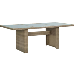 YOUTHUP Tavolo da Giardino Marrone 200x100x74 cm in Vetro e Polyrattan - Marrone características
