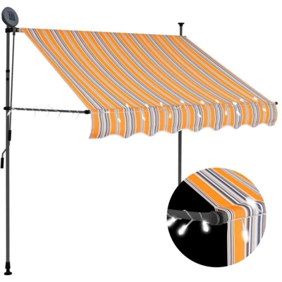 Tenda da Sole Retrattile Manuale con LED 100 cm Giallo e Blu - Multicolore - Vidaxl