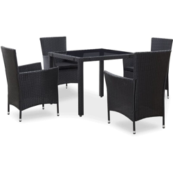 Set da Pranzo per Giardino in Polyrattan Nero Tavolo con Sedie vari modelli modelli : 5 Pz en oferta