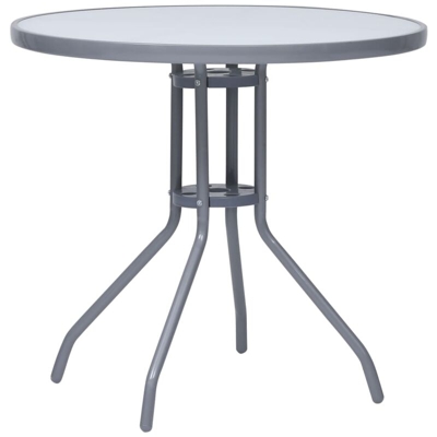 Tavolo da Giardino Grigio Chiaro 80 cm in Acciaio e Vetro - Grigio - Vidaxl