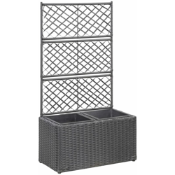 Letto Rialzato a Traliccio 2 Vasi 58x30x107 cm Polyrattan Nero - Nero - Youthup precio