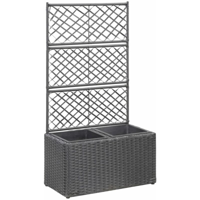 Letto Rialzato a Traliccio 2 Vasi 58x30x107 cm Polyrattan Nero - Nero - Youthup