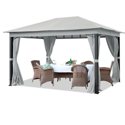 Gazebo da Giardino 3x4 m ALU PREMIUM con copertura del tetto impermeabile ca. 220 g/m² - 4 pareti laterali grigio chiaro - profilo da ca. 9x9cm características