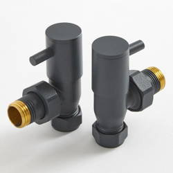 Coppia di Valvole Manuali per Termosifoni con Design a Squadra - Tubi in Rame Ø15mm - Ottone Solido Antracite Opaco - Hudson Reed en oferta