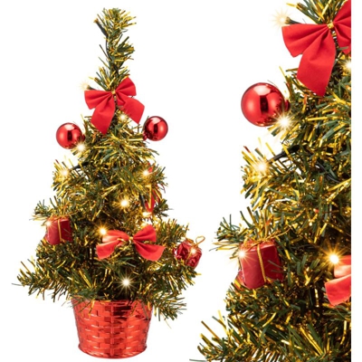 Casaria albero di Natale mini 26/36 cm abete artificiale luci LED alberello natalizio da tavolo USB mini albero