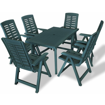 YOUTHUP Set da Pranzo da Giardino 7 pz in Plastica Verde - Verde
