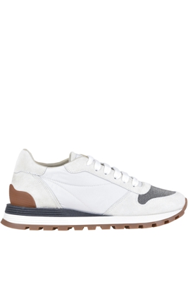 Suede and techno fabric sneakers