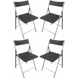 Set Di 4 Sedie Pieghevoli Pvc Nero E Metallo Verniciato Per Casa Ospiti Bar Locale Pic Nic características