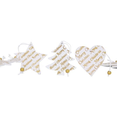 Decorazioni natalizie bianche e oro da appendere - Set da 9