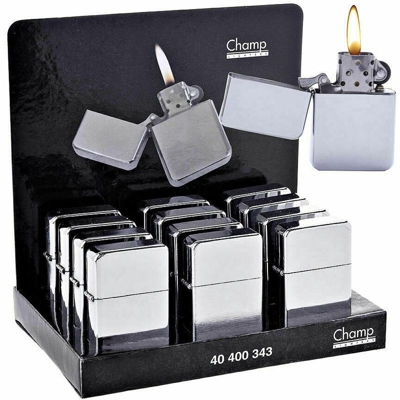 Tradeshop - SET 12 PEZZI ACCENDINO A BENZINA COLORE CROMATO