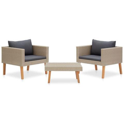 Set Divani Da Giardino 3 Pz Con Cuscini In Polyrattan Beige precio