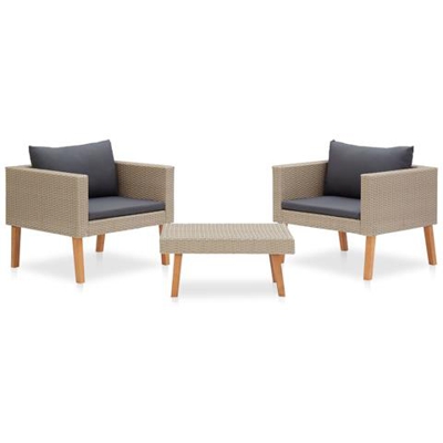 Set Divani Da Giardino 3 Pz Con Cuscini In Polyrattan Beige