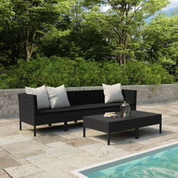 Set Divani da Giardino 6 pz con Cuscini in Polyrattan Nero - Nero - Youthup características