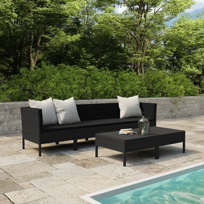 Set Divani da Giardino 6 pz con Cuscini in Polyrattan Nero - Nero - Youthup