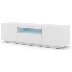 Lowboard Aura - Armadio Per Tv Da 150 Cm, Da Appendere O In Piedi, Universale, Per Tv, Credenza, Hifi (bianco Opaco Con Led) características