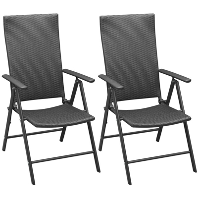 Asupermall - Sedie da Giardino Impilabili 2 pz in Polyrattan Nere
