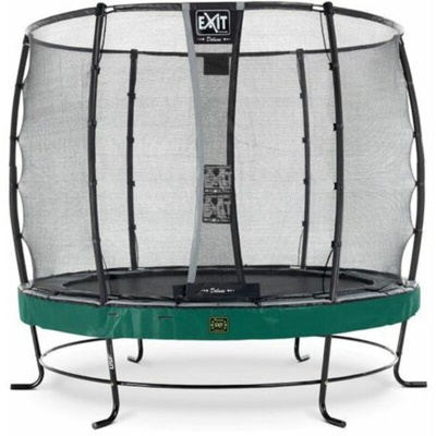 SOLO TRAMPOLINO Tappeto elastico da giardino rotondo 251cm con rete di sicurezza Deluxe - verde. Con telaio molto stabile. Un trampolino elastico di