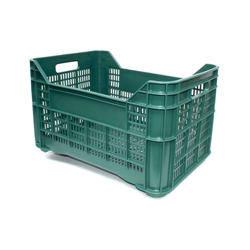 Cassette ortofrutta per raccolta olive, uva, frutta: forate, 40 litri Confez. da 10 pz. Mis esterna cm (LxPxH) 51x35x31 Capacità Lt 40 Colore Verde características